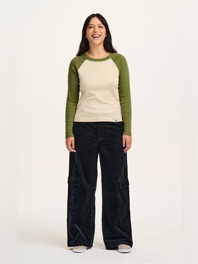 Lucy & Yak Phoenix Corduroy Pants Black Wide Leg Cargo Relaxed Size 30